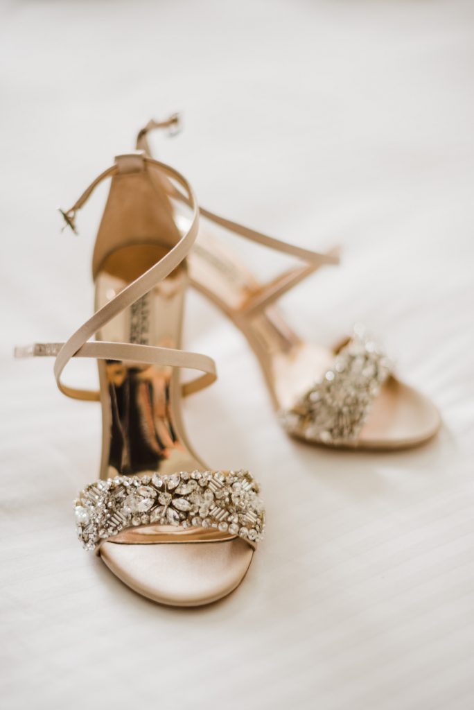 Gold Badgley Mischka bridal shoes 