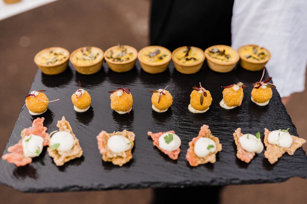 Canapes are served outside the Horn of Plenty. 